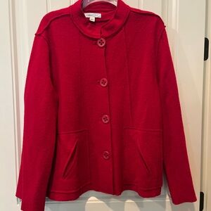 Coldwater Creek Red Jacket Large Valentines Christmas Holidays EUC Elegant Chic
